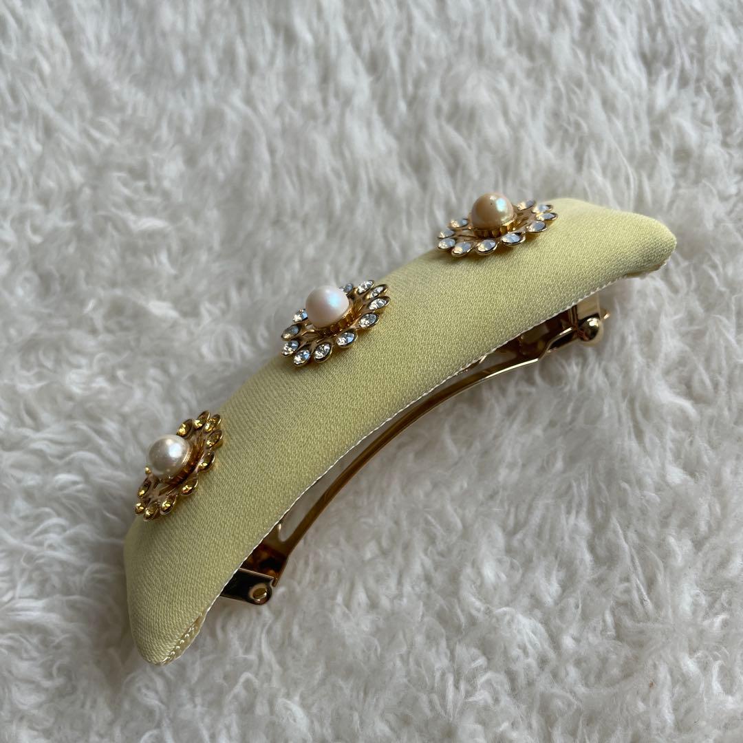 ACCA 希少★ イエロー パール バレッタ フラワー 黄色 花