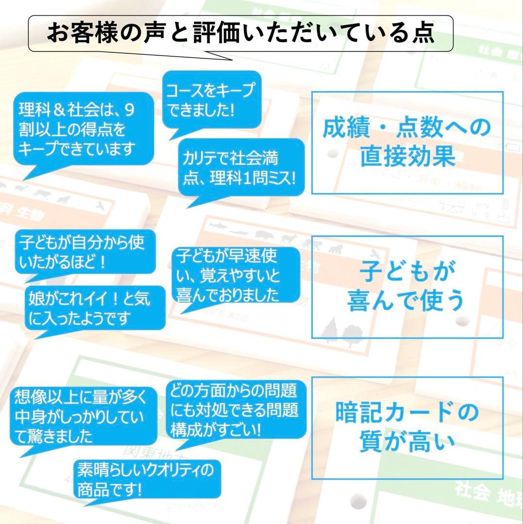 中学受験 暗記カード【4年下 理社国6-9回】 予習シリーズ 組み分け対策