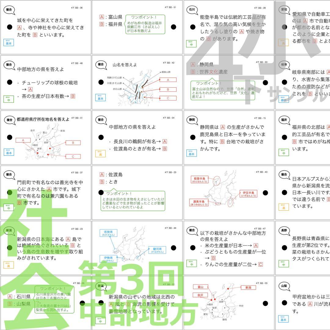 中学受験 暗記カード【4年下 理社国6-9回】 予習シリーズ 組み分け対策