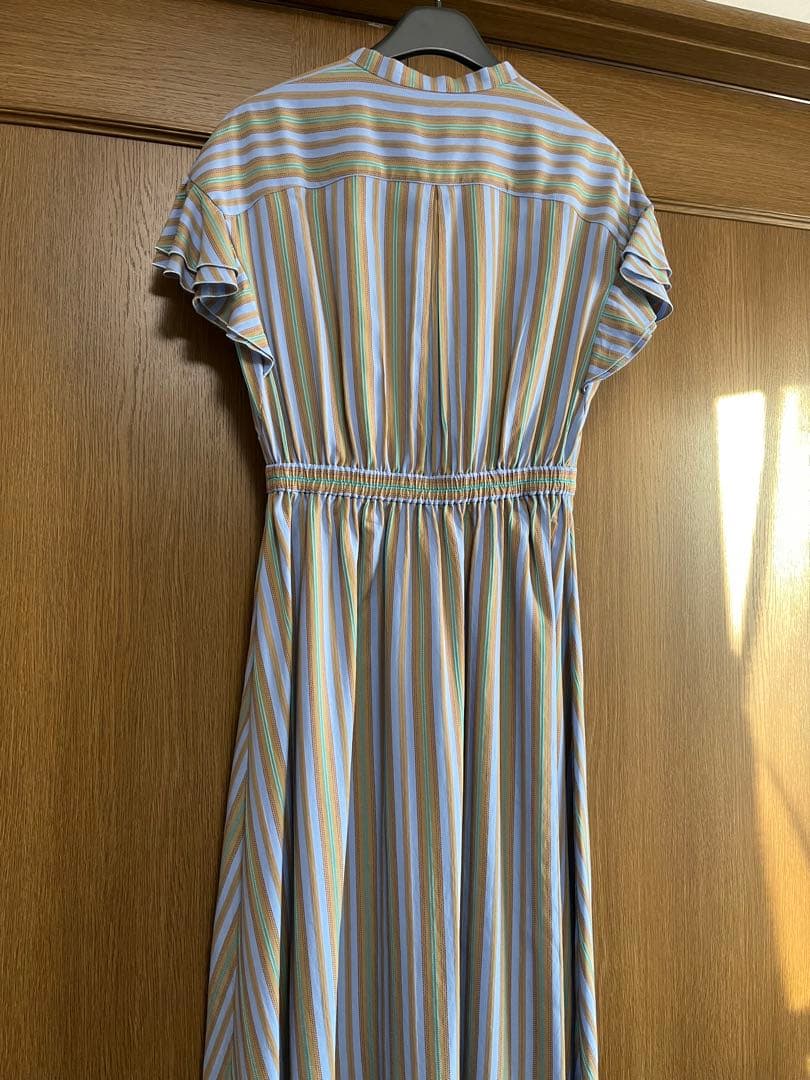 超美品　ANAYI ドビーストライプラッフル ワンピース