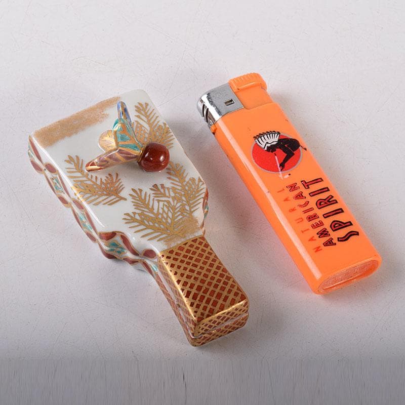 茶道具　京焼　高野昭阿弥作　色絵　羽子板　香合　共箱　V　8091