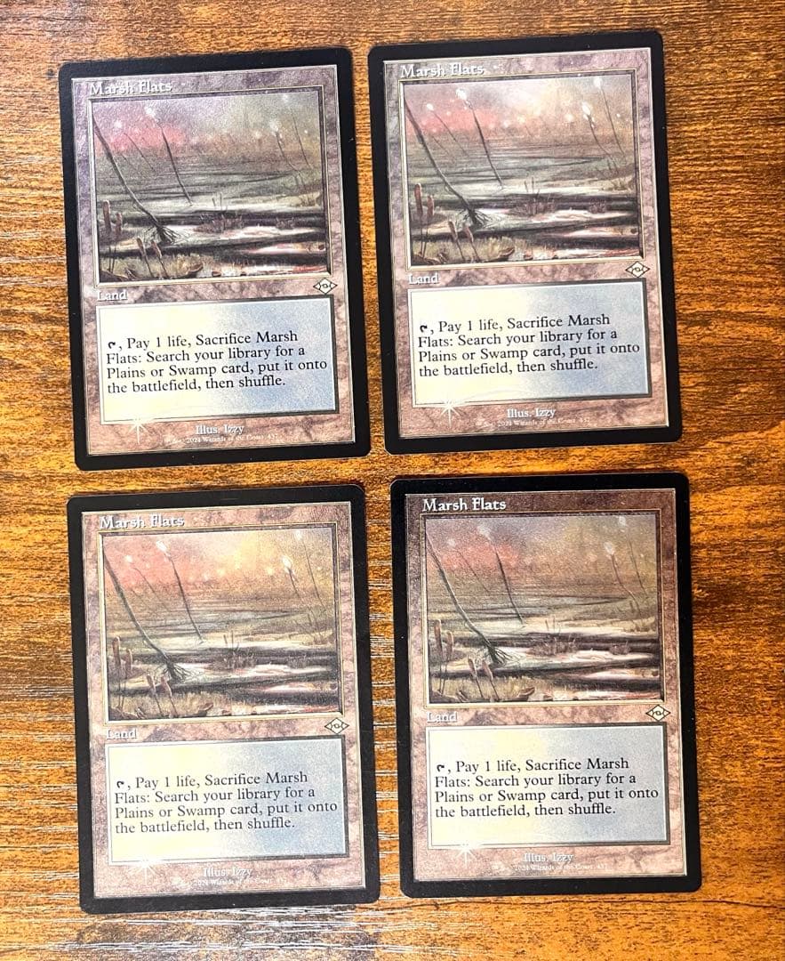 湿地の干潟 英語 旧枠 エッチングfoil 4枚セット