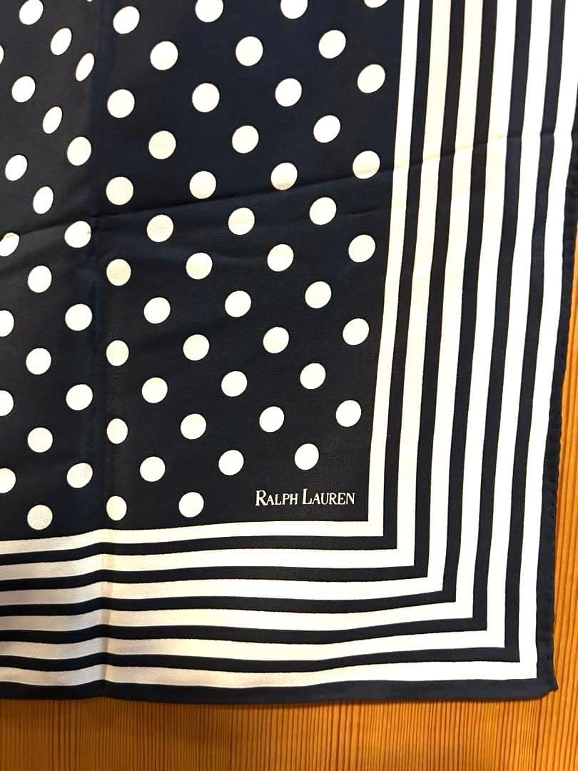 Ralph Lauren ドット柄スカーフ　ヴィンテージ　未使用 シルクスカーフ