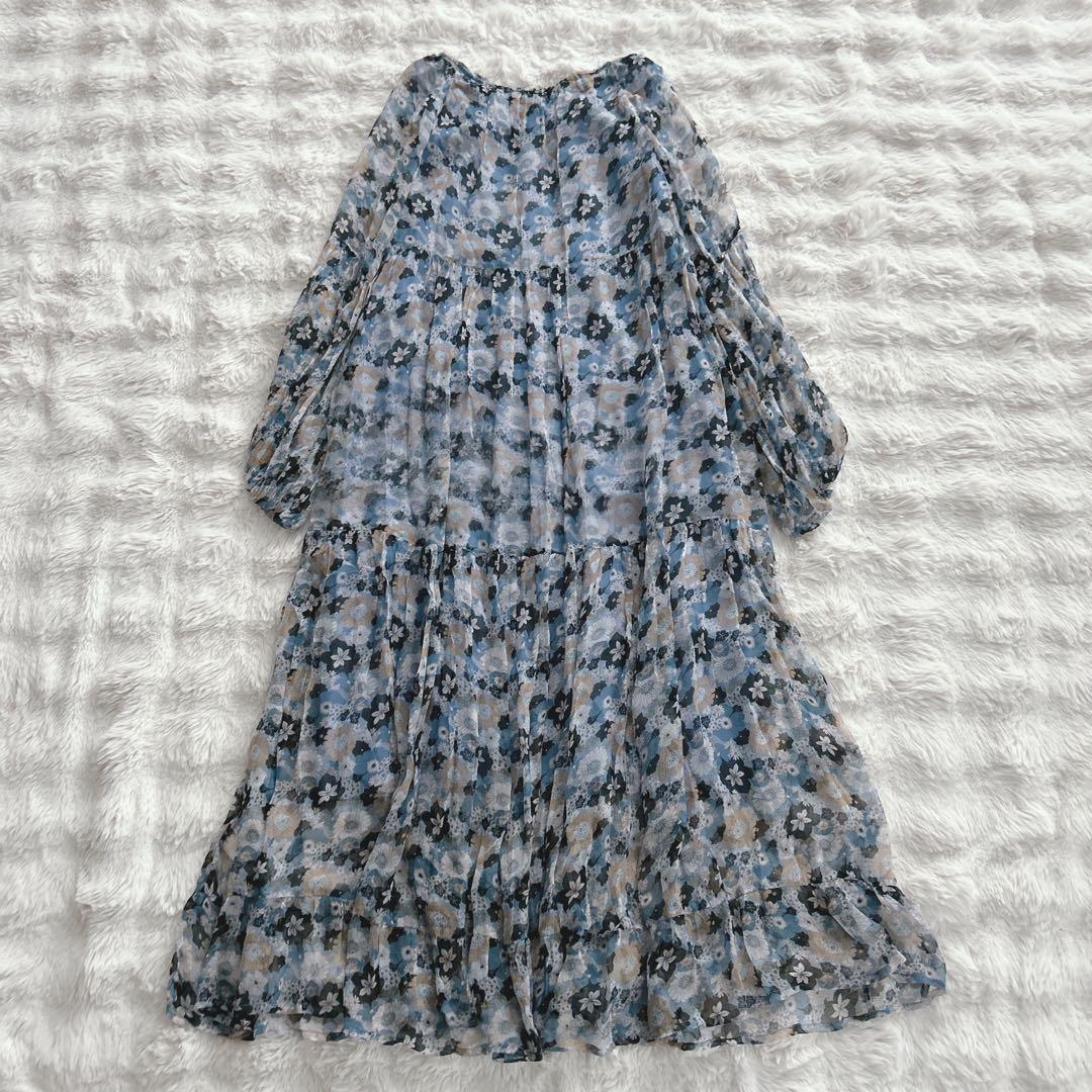 ヌキテパ★フラワープリントシフォンドレス　ワンピース　花柄