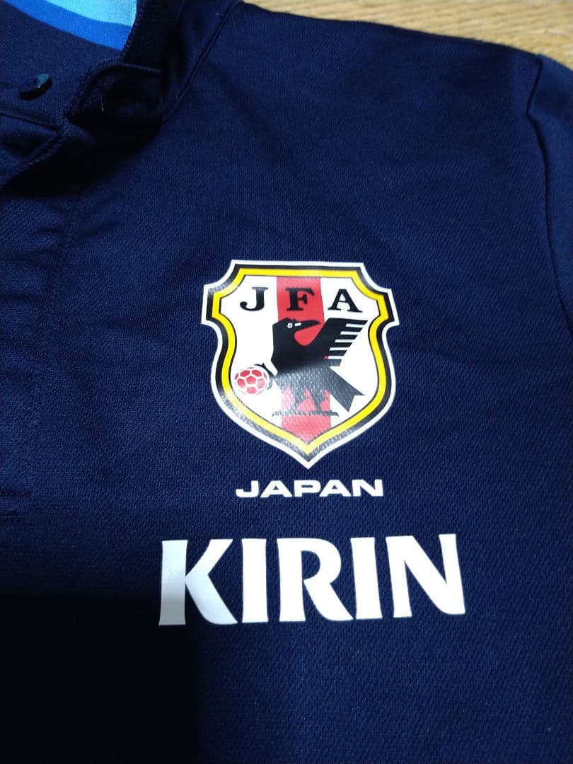 【中古美品】adidas サッカー日本代表 ポロシャツM ネイビー