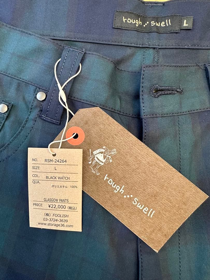 新品正規品　ROUGH AND SWELL チェック柄パンツ　Lサイズ