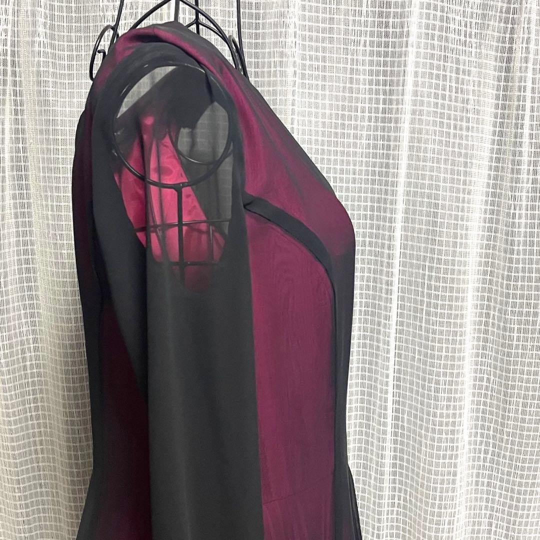 社交ダンス　ドレス⭐︎ 11号　L ⭐︎黒×ピンク　長袖　ロング　マキシ丈