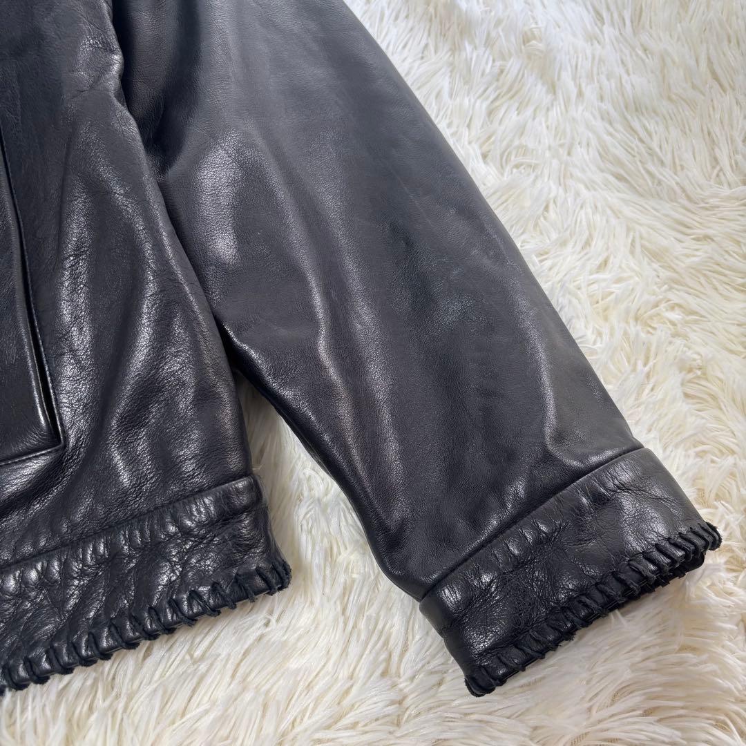 希少✨Timberland カウレザージャケット　カバーオール　編込　M 黒