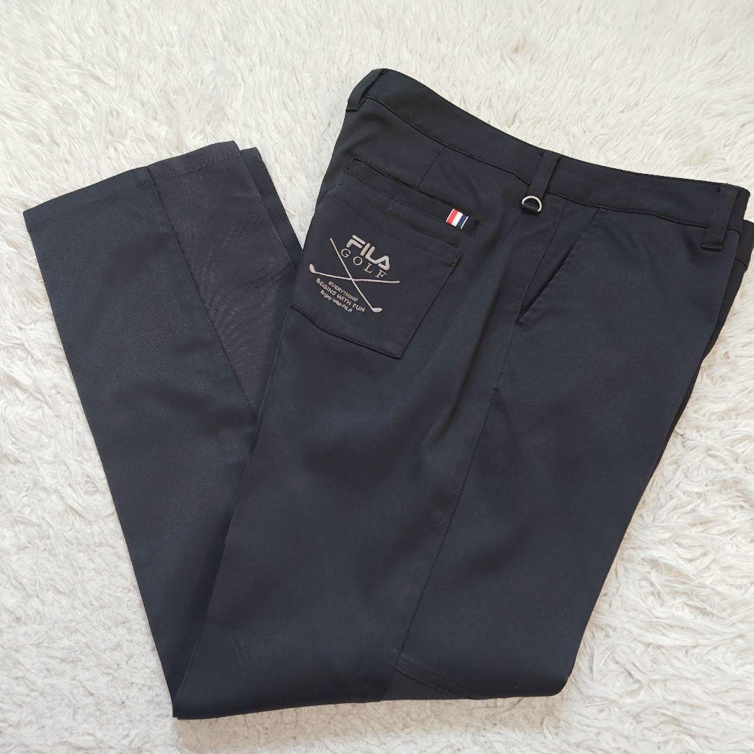 【フィラゴルフ】FILA ロングパンツ バックロゴ ゴルフスラックス 90 黒