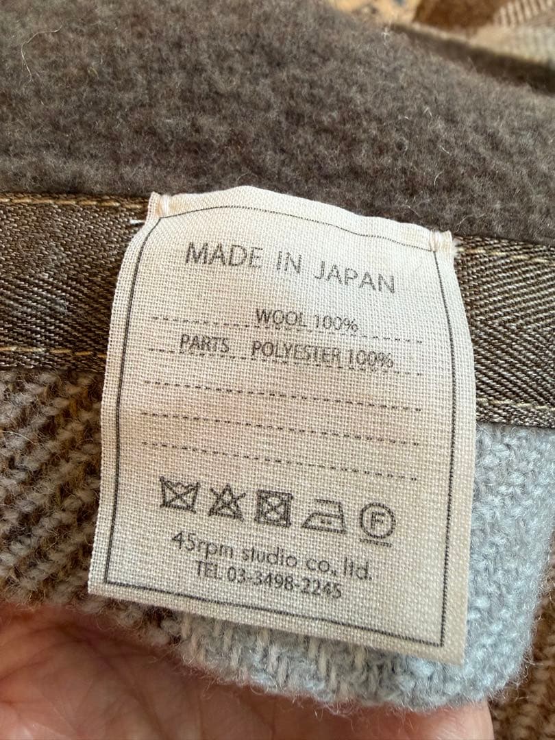 美品【45R】HAPPY 14 ツイードPONCHO ウール