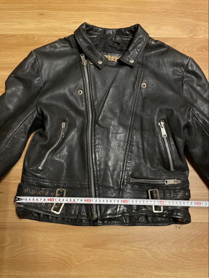 AMI ブラック ダブルライダースジャケット 本革
