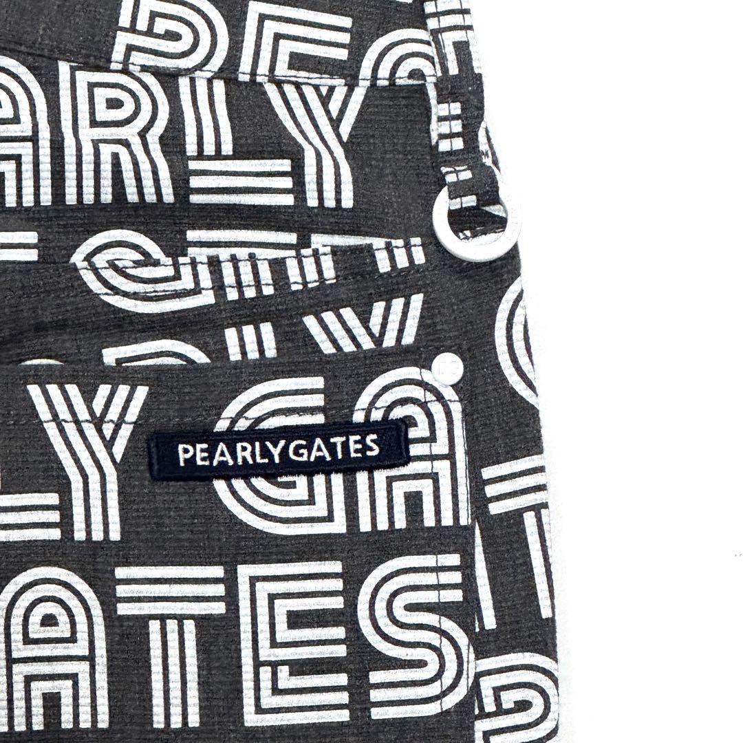 新品タグ付 パーリーゲイツ 総柄 ストレッチパンツ 黒 コットン混 0