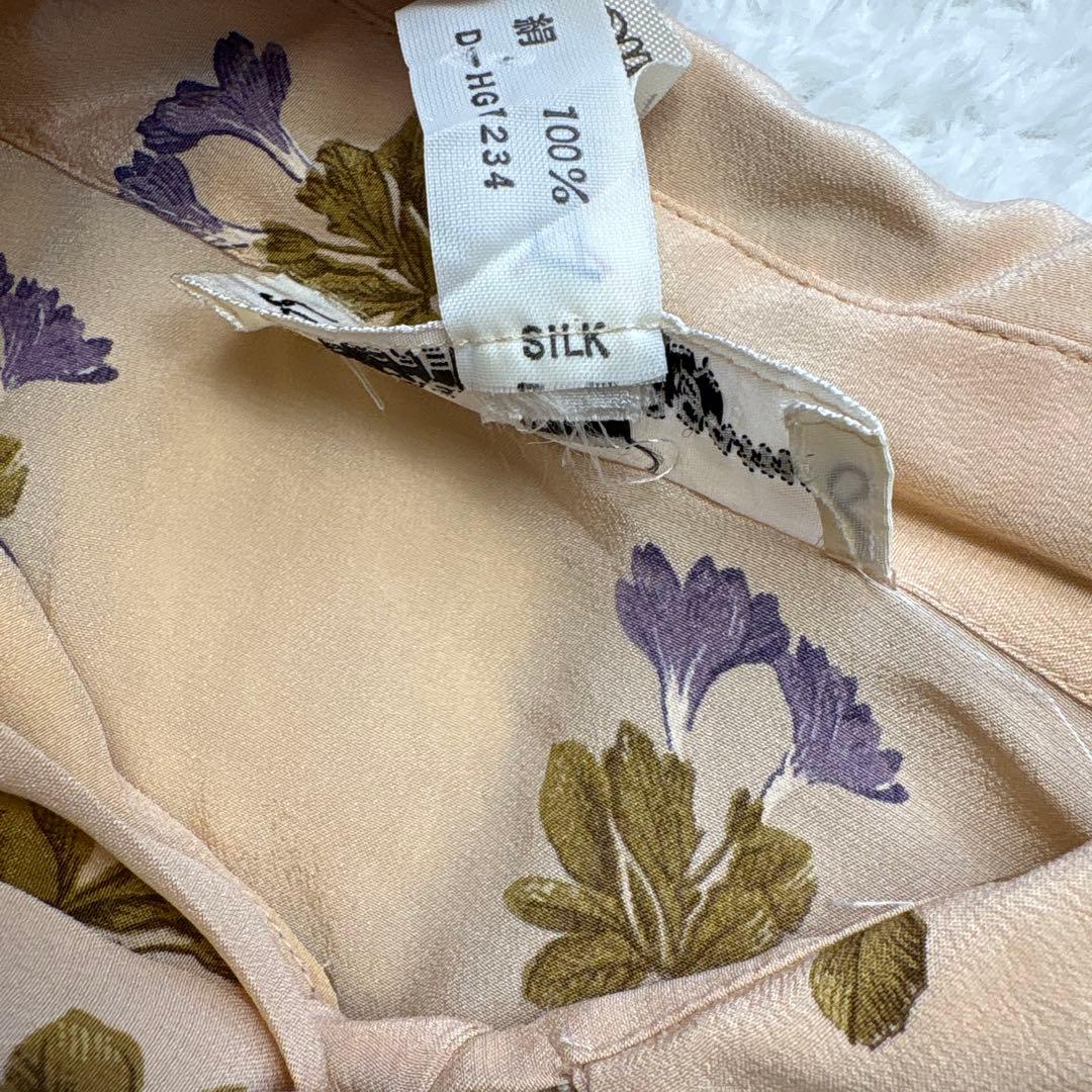 サルヴァトーレフェラガモ　リボンタイ シルクワンピース　花柄　シアー素材