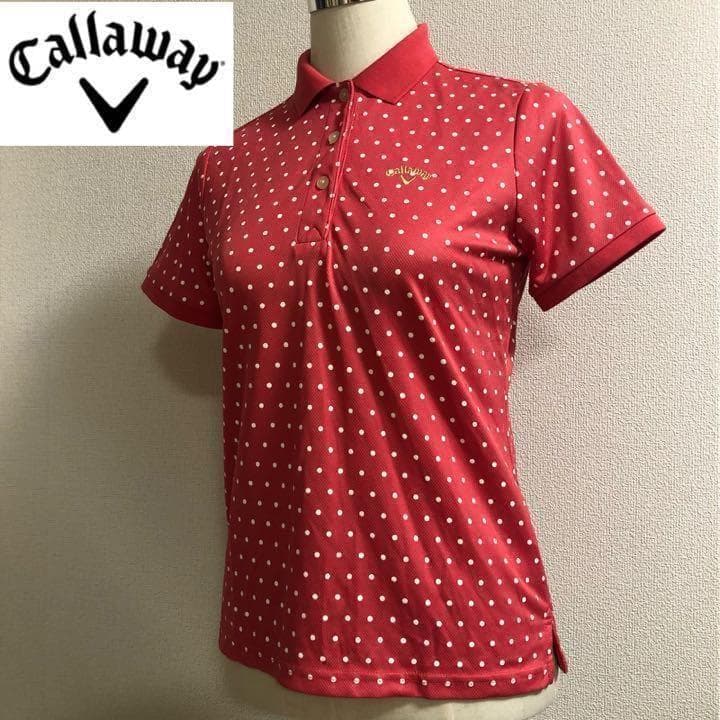 CALLAWAY キャロウェイ 半袖 ポロシャツ レッド系 ドット Lサイズ