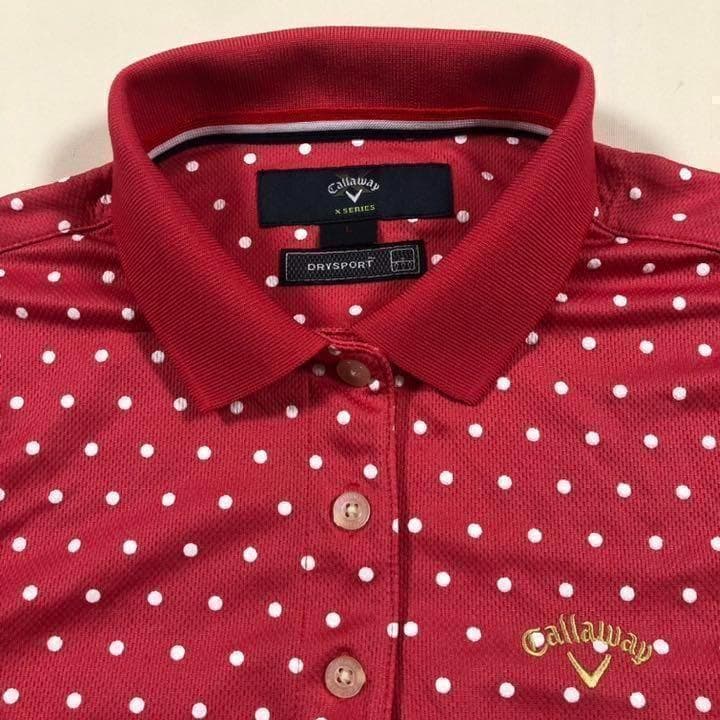 CALLAWAY キャロウェイ 半袖 ポロシャツ レッド系 ドット Lサイズ