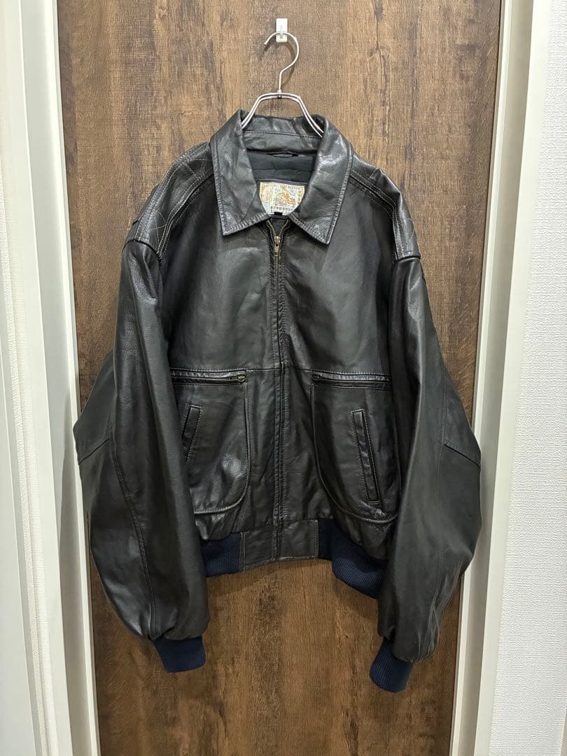 90s gino leathers XL レザージャケット 黒 ヴィンテージ