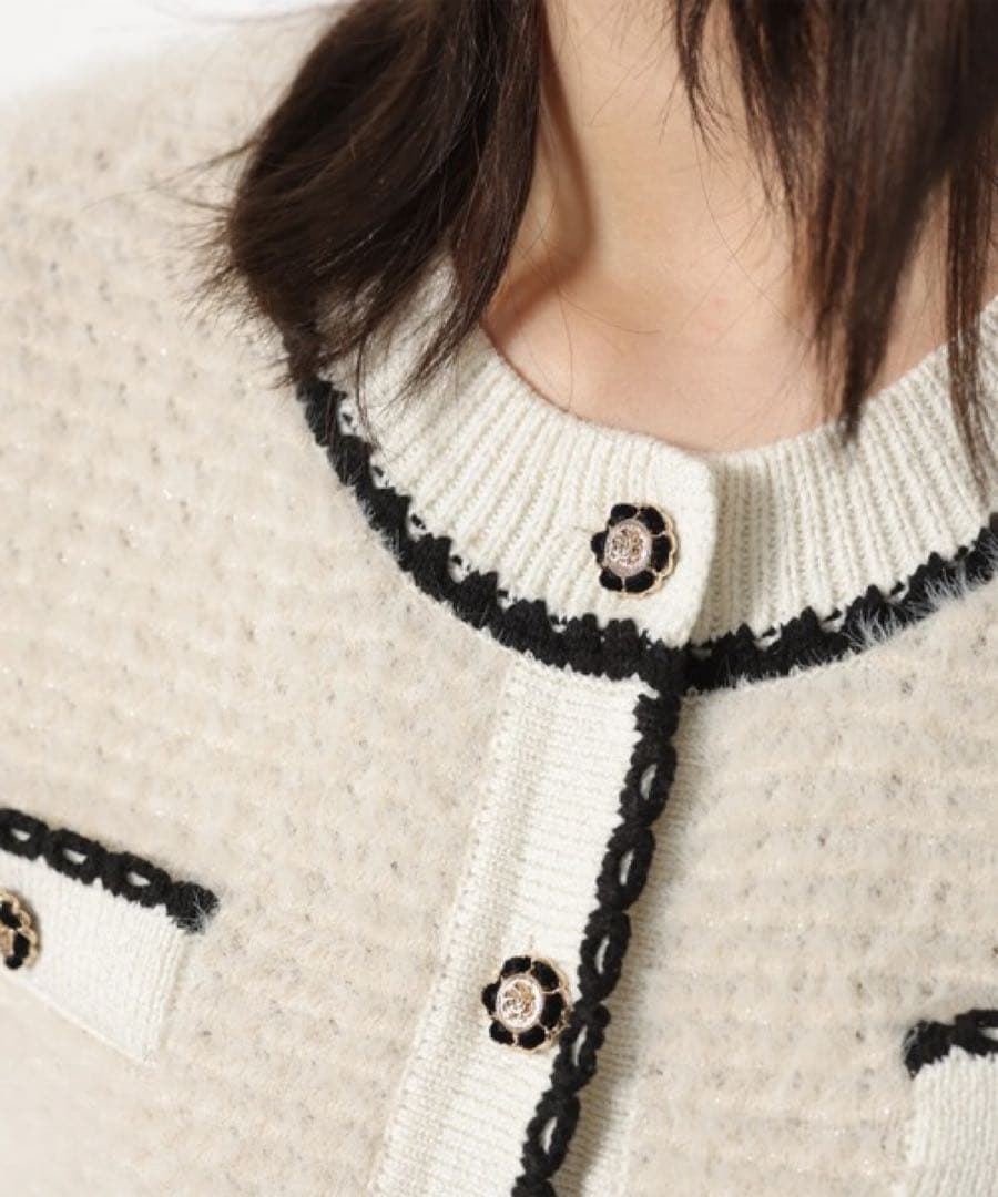 rirandture 柄編みふわふわニットジャケット