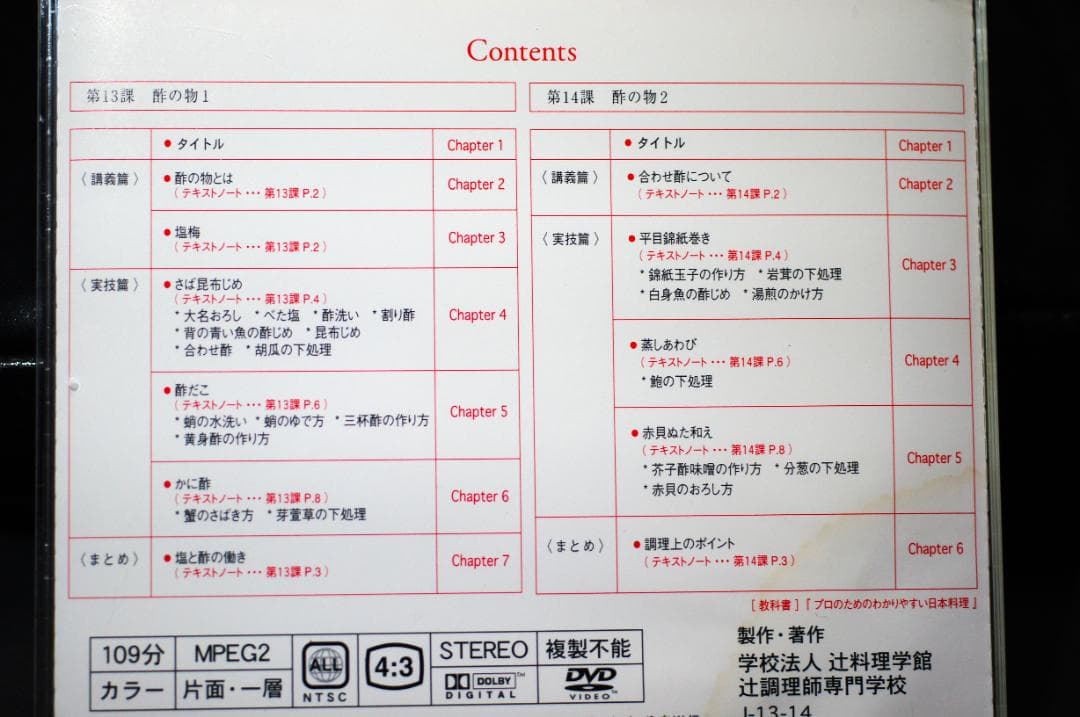 日本料理 辻調理師専門学校 日本料理技術講座　DVD 12枚セット
