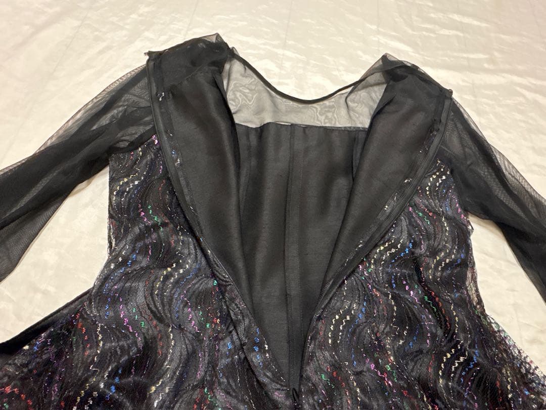 社交ダンス　ドレス　衣装　パーティ　鮮やか　ブラック　レース　キラキラ　韓国製