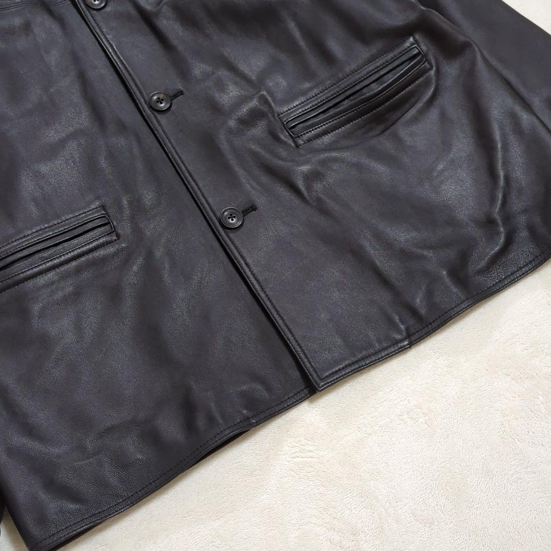 未使用級 エディフィス L ラムレザー カーコート ブラック