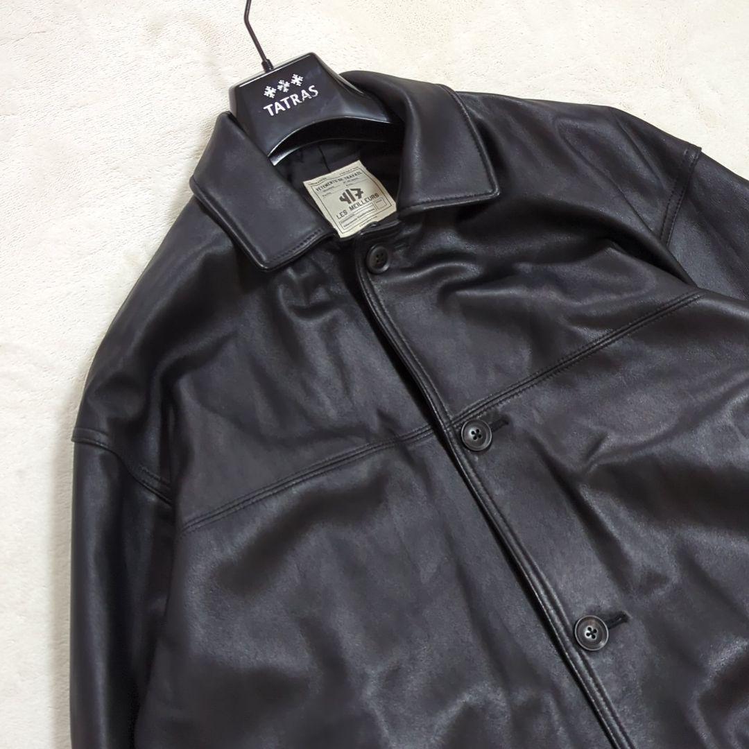 未使用級 エディフィス L ラムレザー カーコート ブラック