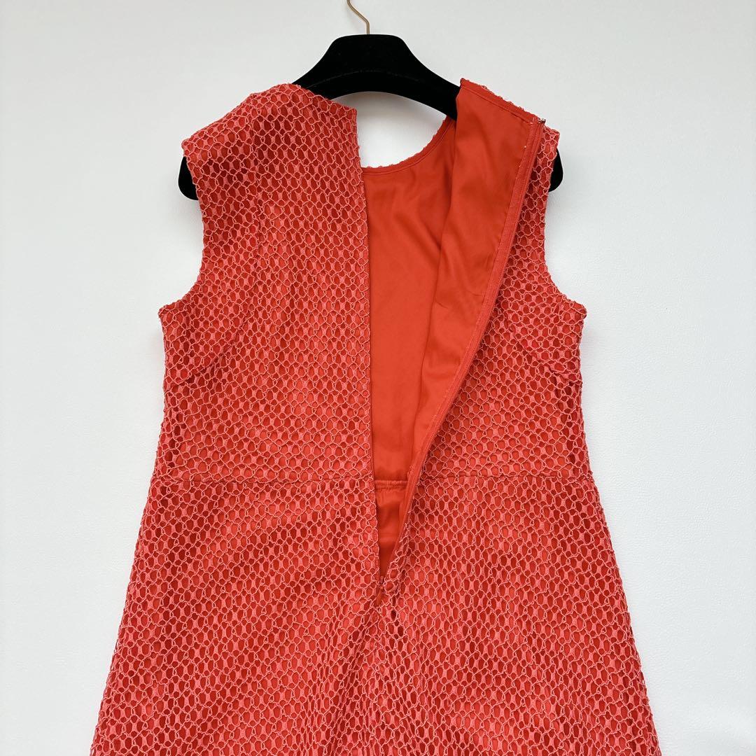 未使用級✨ダイアグラム 2025 メッシュロングワンピース レッド 36 現行