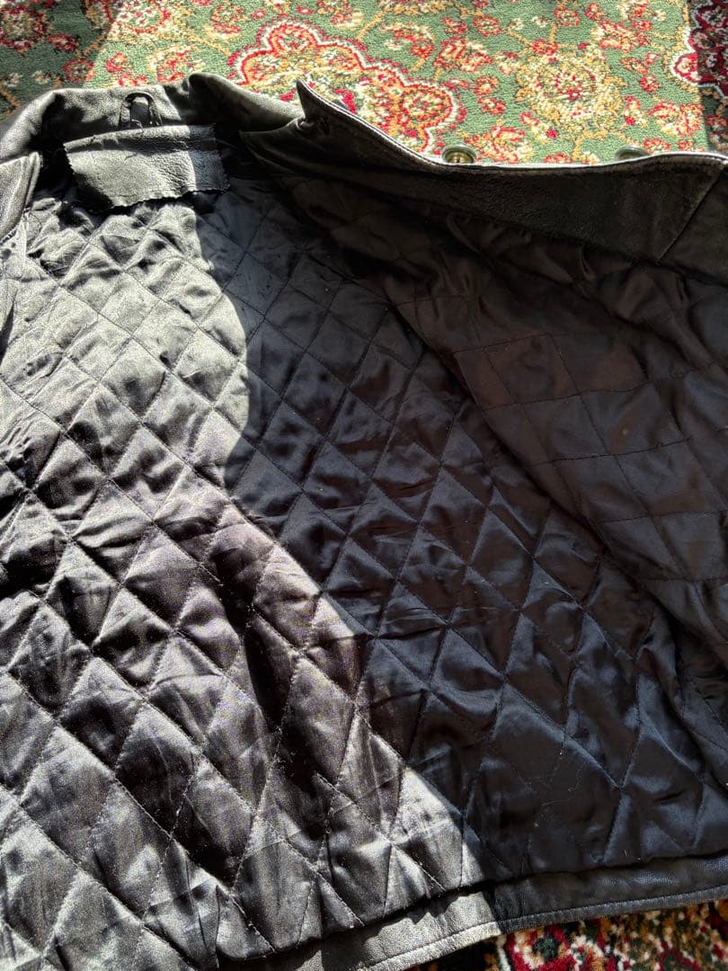 90s real leather car coat レザージャケット ブラック