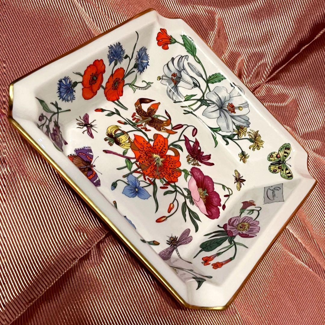 GUCCI グッチ　リモージュ社製　アッシュトレイ　フローラ　陶器　インテリア