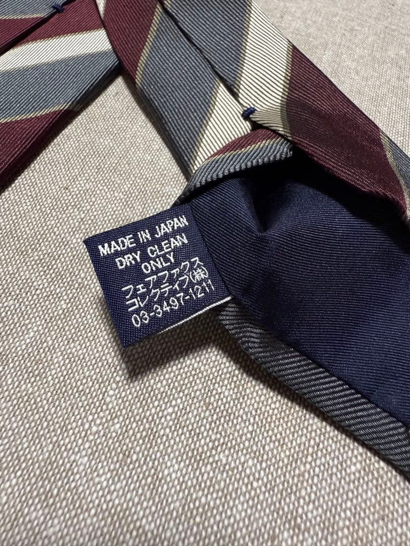 Drake's／ドレイクス／レジメンタル／BEAMS F別注品／ブラウン／グレー