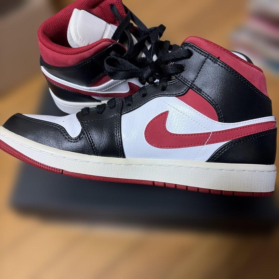 シューズ(男性用) Nike Air Jordan 1 Mid WHITE/GYMRED