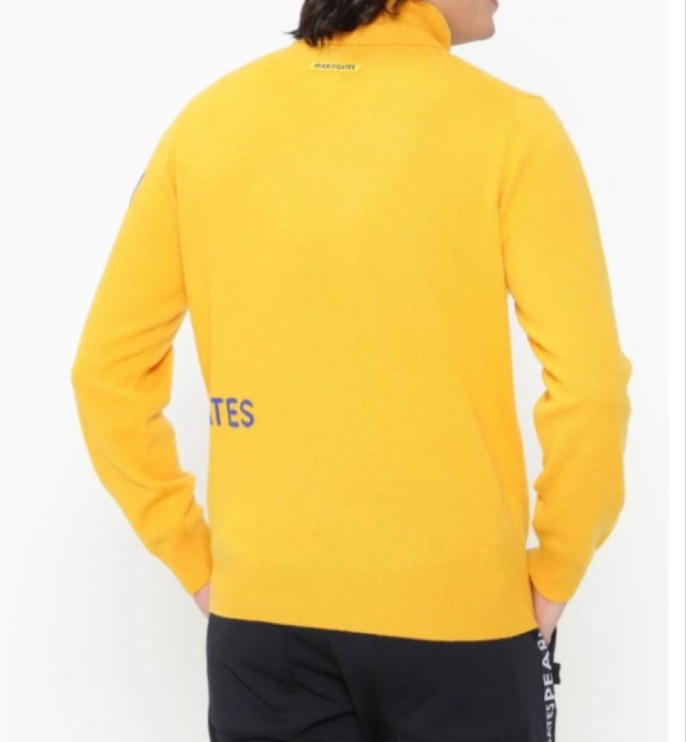 新品 パーリーゲイツ カシミヤ天竺 タートルネックニットプルオーパー(5)L/黄