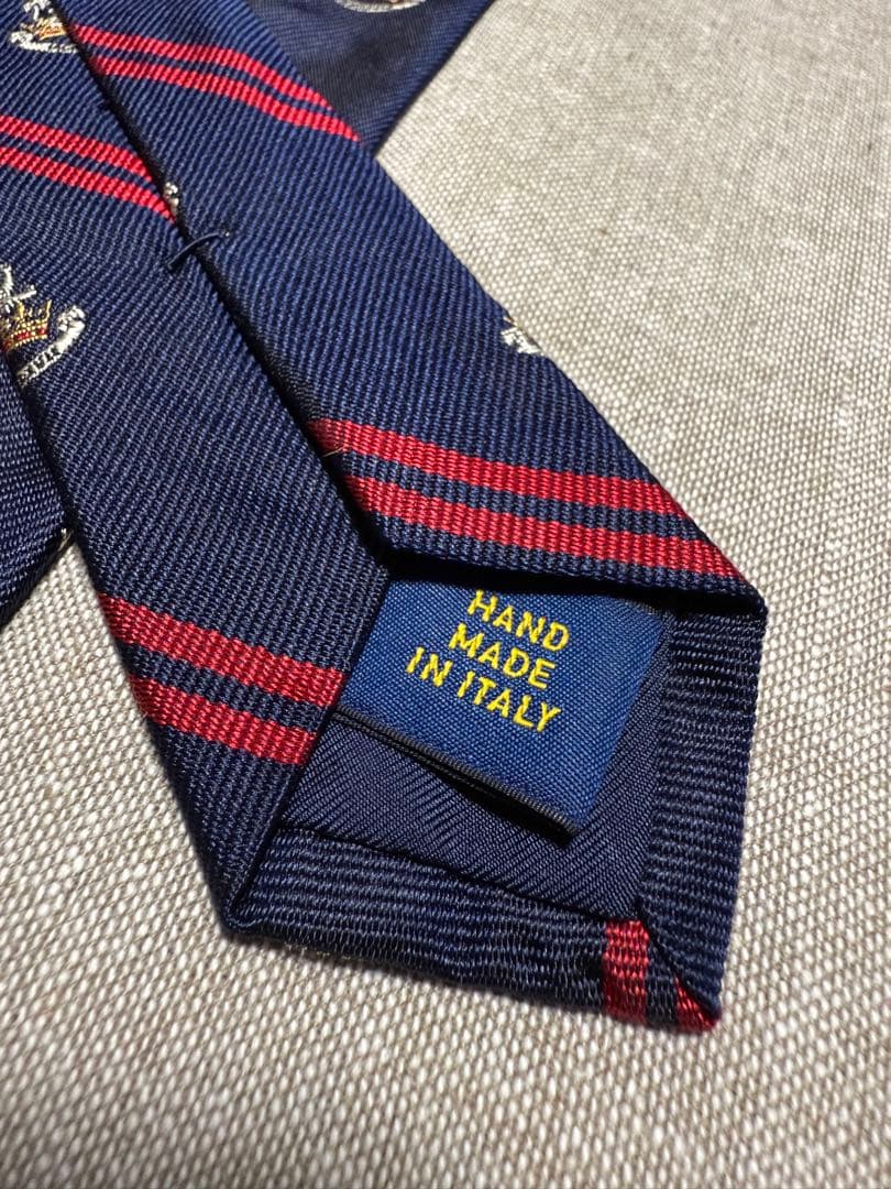 Ralph Lauren／クレストタイ／レジメンタルタイ／ネイビー／Italy製