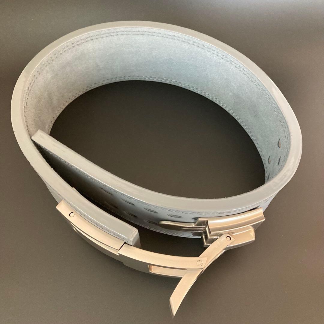 新品 パワーベルト レバーアクション Sサイズ 本革 グレー×マット銀 可変式