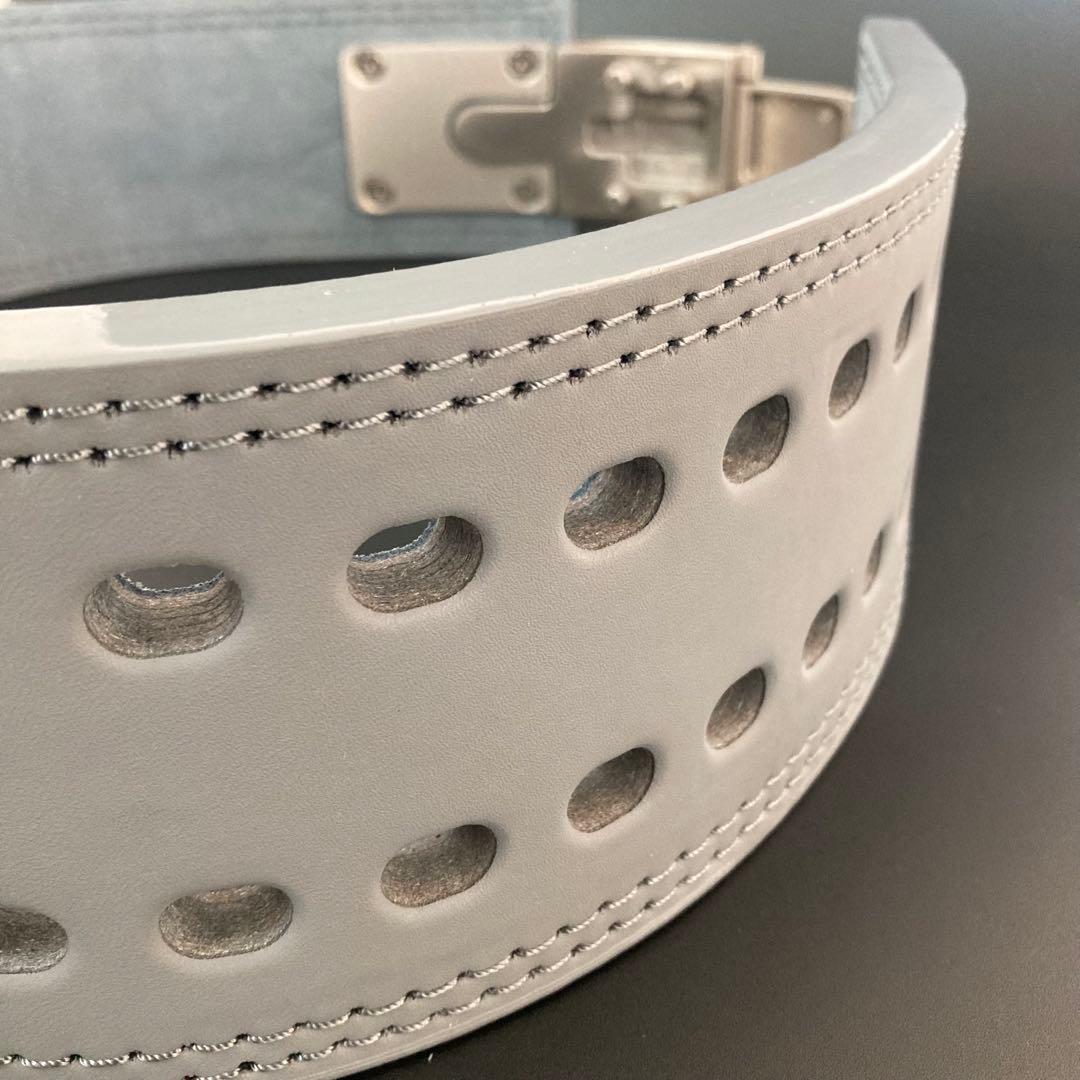 新品 パワーベルト レバーアクション Sサイズ 本革 グレー×マット銀 可変式