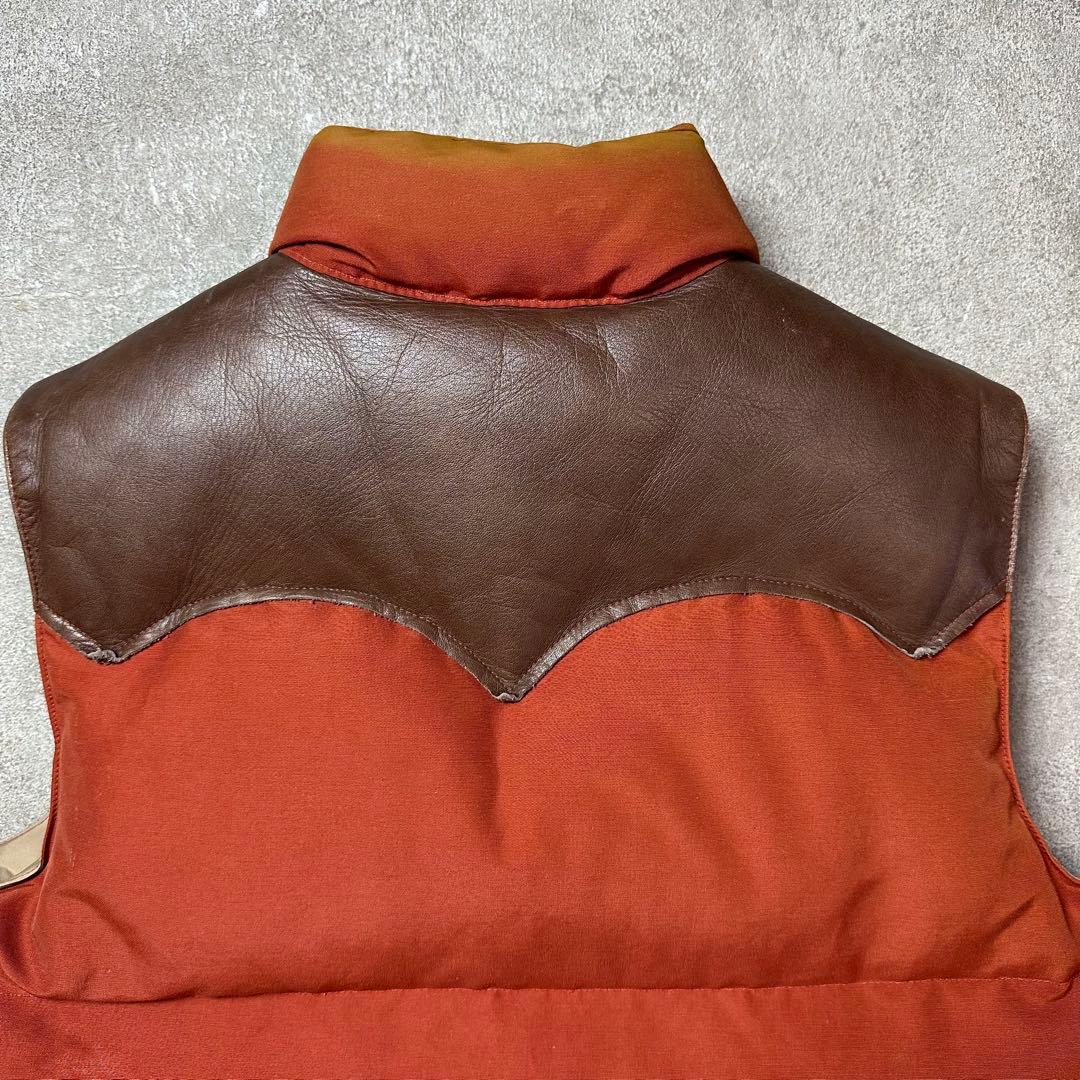 オススメ　シュガーケーン　ダウンベスト　レンガ　ダウン　レザー　牛革　良色