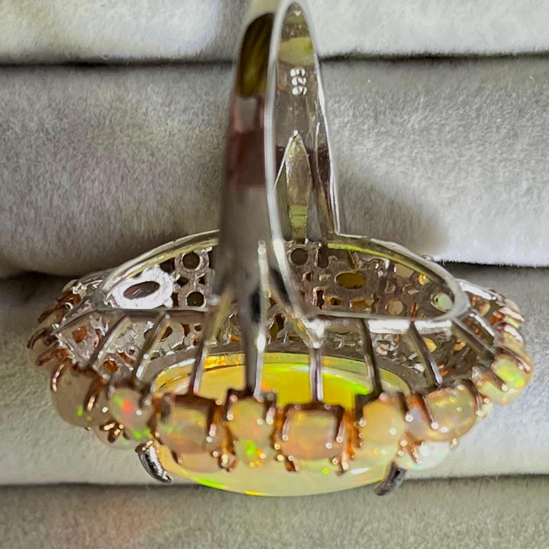 巨大 プレシャス ピンク ウォーター オパール シルバー 925 刻印 リング