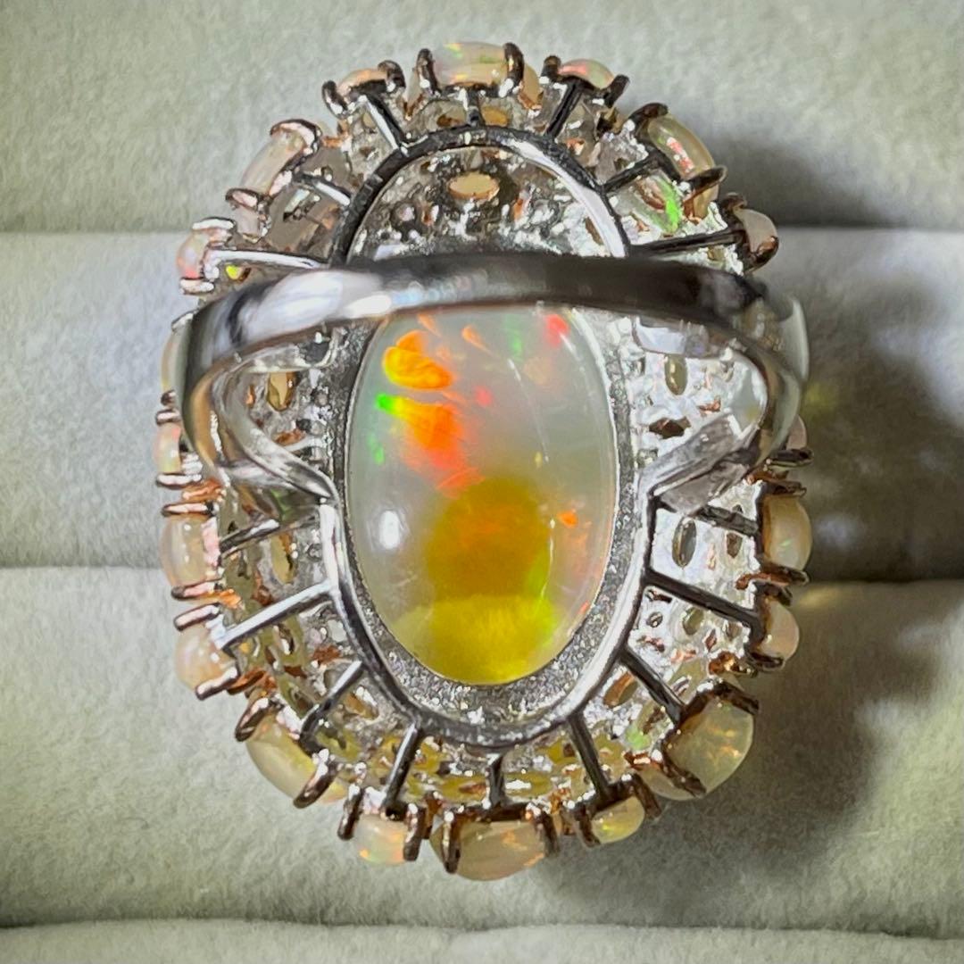 巨大 プレシャス ピンク ウォーター オパール シルバー 925 刻印 リング