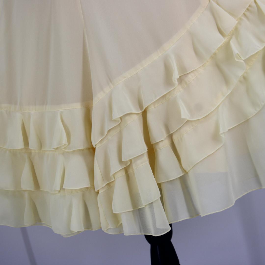 【美品 日本製社交ダンス衣装】上下セット 黄色 パステルイエロー かわいい 上品