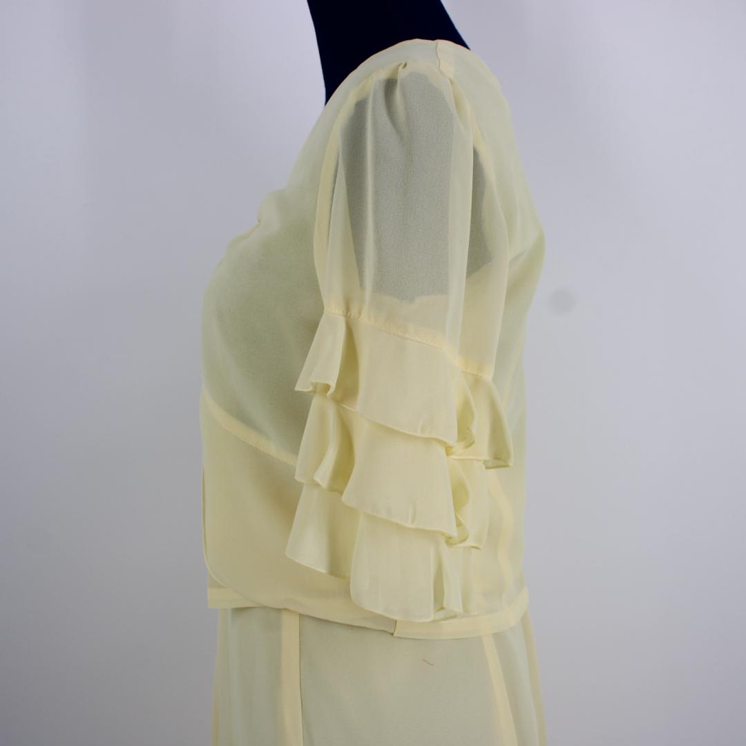 【美品 日本製社交ダンス衣装】上下セット 黄色 パステルイエロー かわいい 上品