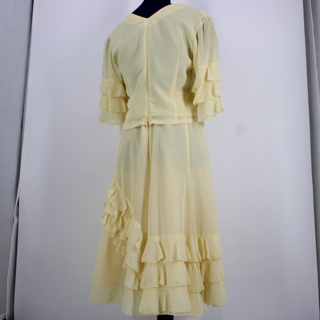 【美品 日本製社交ダンス衣装】上下セット 黄色 パステルイエロー かわいい 上品