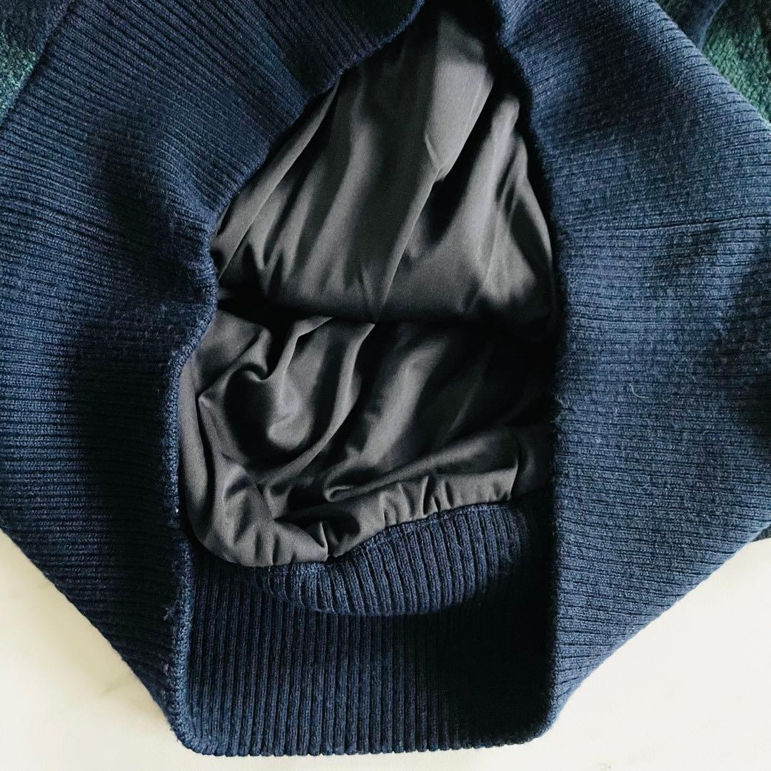 4247 美品 ビームスゴルフ　ハーフジップ ニットジャケット 裏地付き　緑