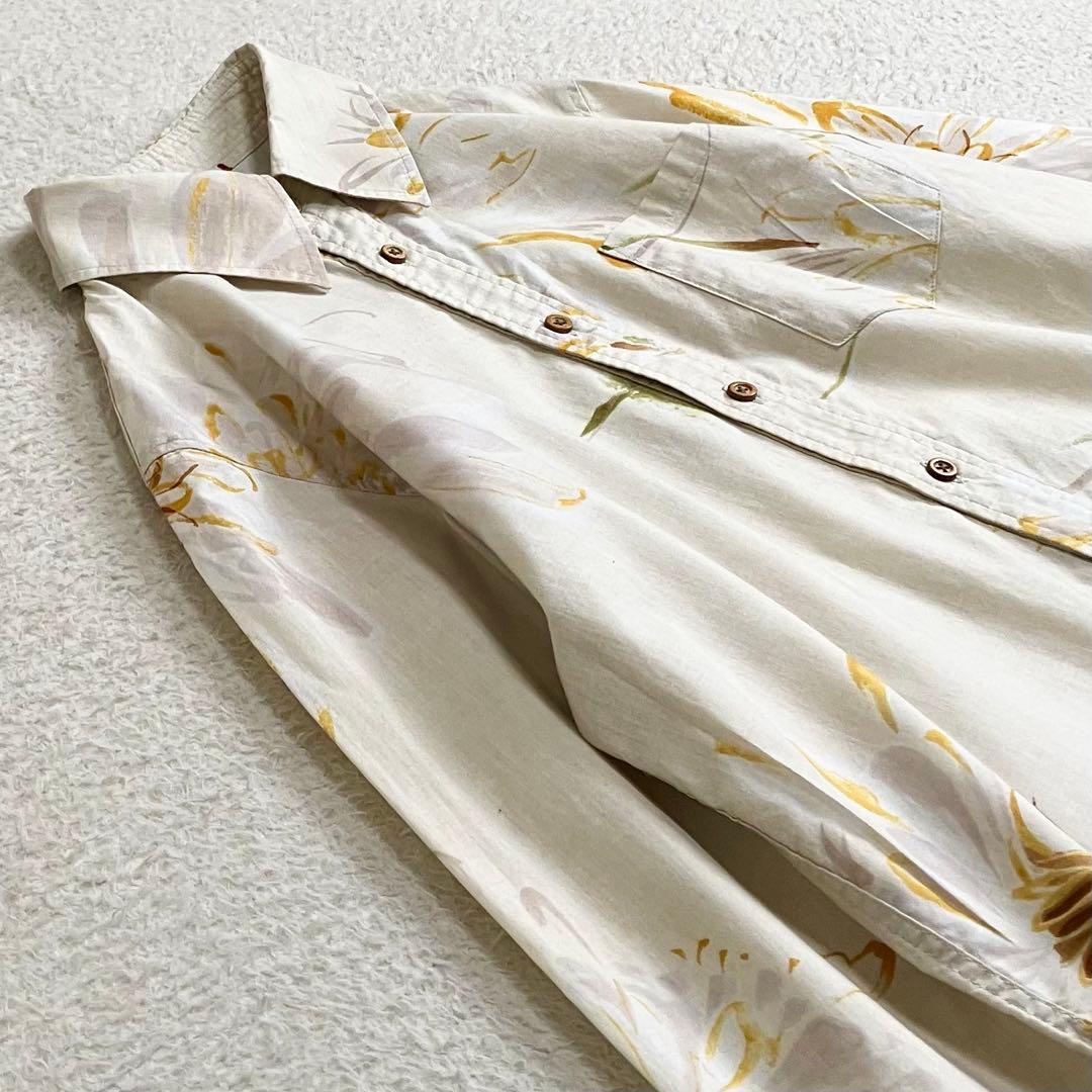 PAL'LAS PALACE パラスパレス　花柄長袖シャツ　3 ベージュ　水彩画