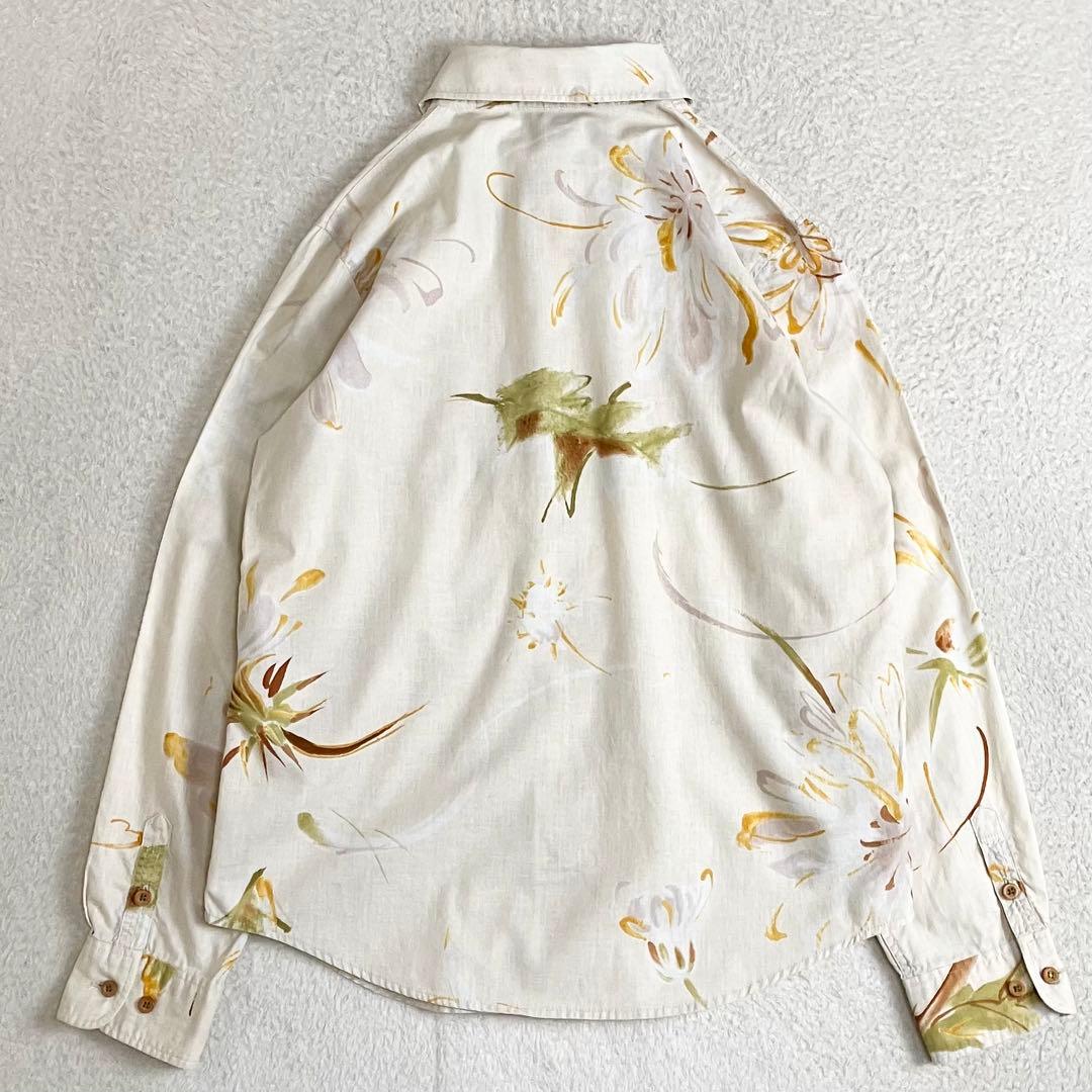 PAL'LAS PALACE パラスパレス　花柄長袖シャツ　3 ベージュ　水彩画