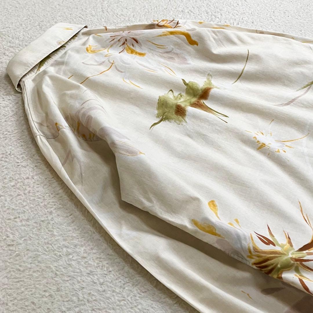 PAL'LAS PALACE パラスパレス　花柄長袖シャツ　3 ベージュ　水彩画