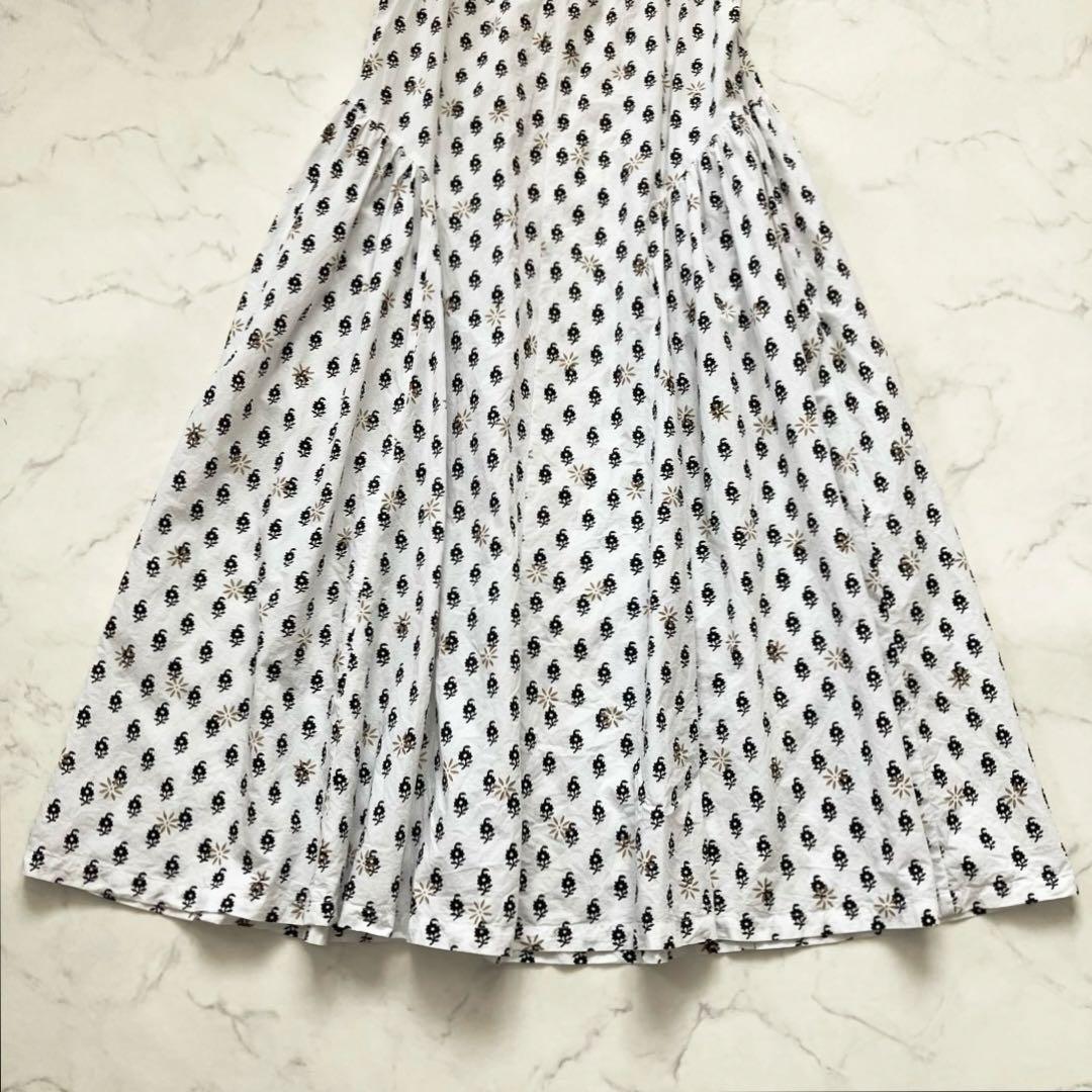 マーラカランコエ ブロックプリントフレア マキシワンピース　花柄　ノースリーブ