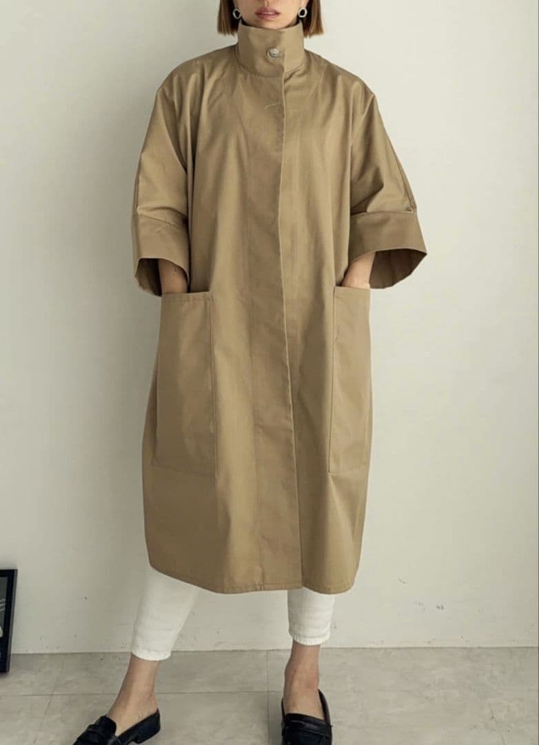 【美品】MELUMO メルモ ハイネックコート 軽量 オーバーサイズ