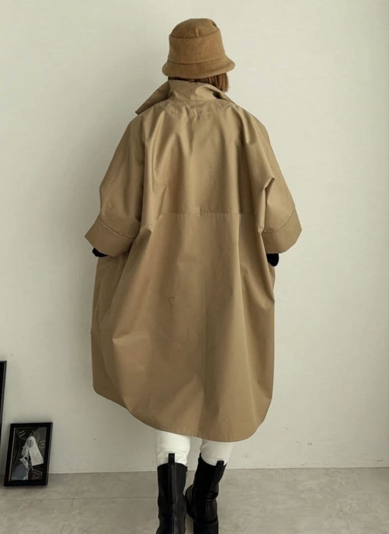 【美品】MELUMO メルモ ハイネックコート 軽量 オーバーサイズ