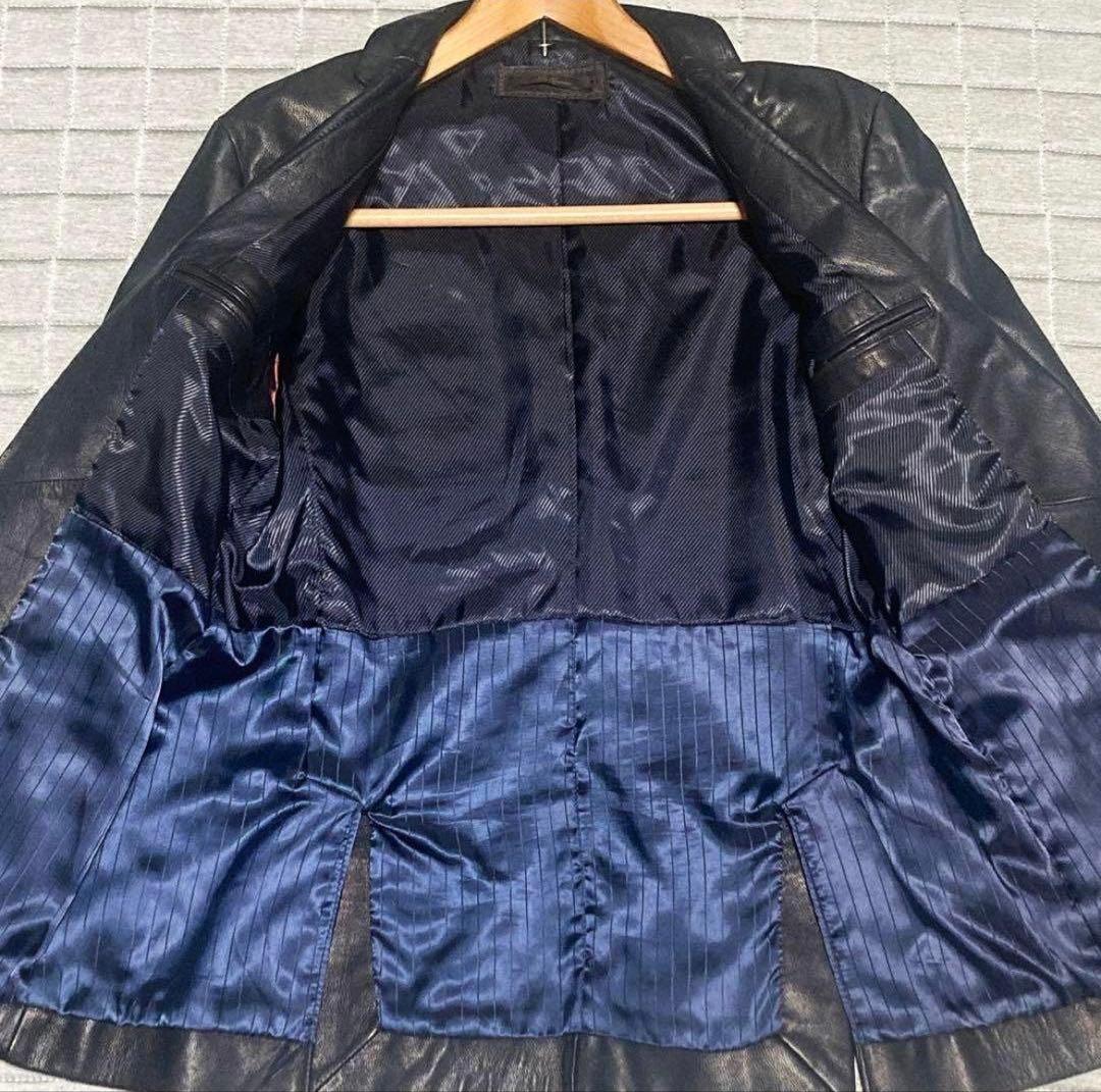 ナノ・ユニバース レザーテーラードジャケット L 黒 nano universe
