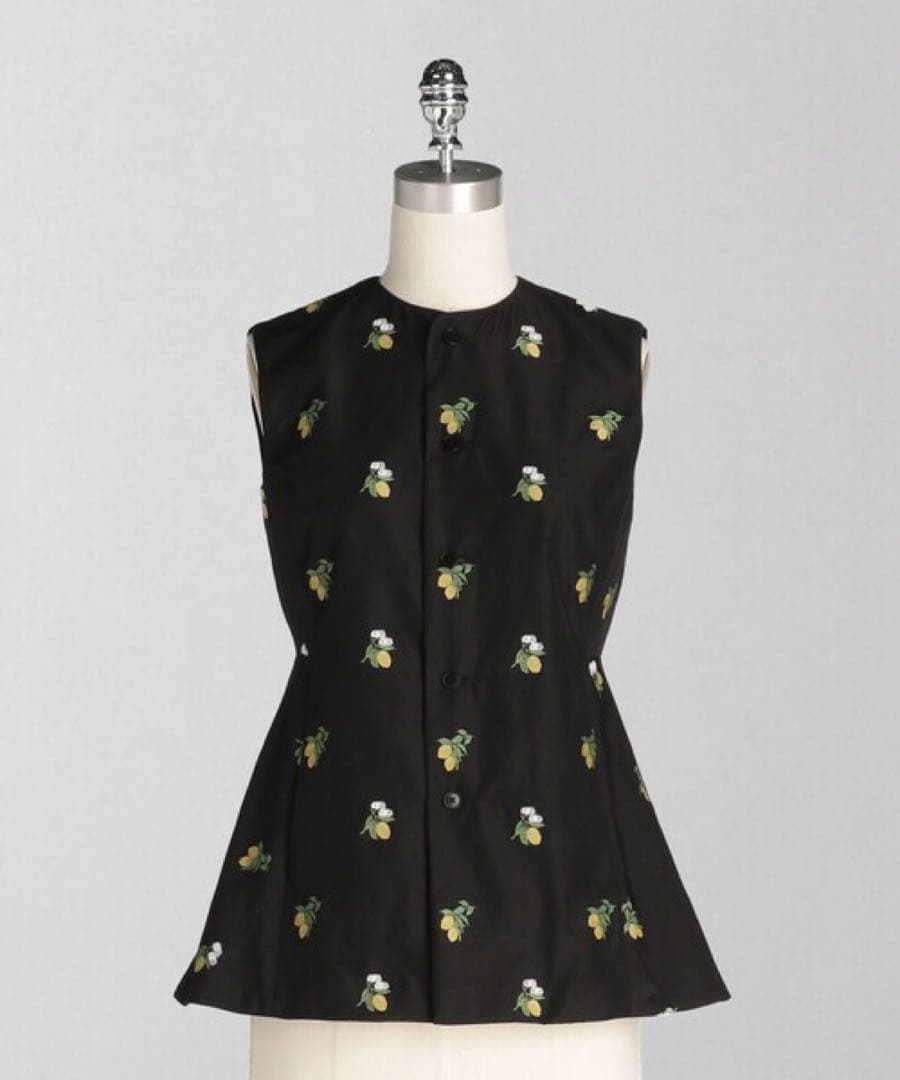 ★22様限定出品★LOEFF(ロエフ)レモン ジャガードベスト/ジレ ブラック