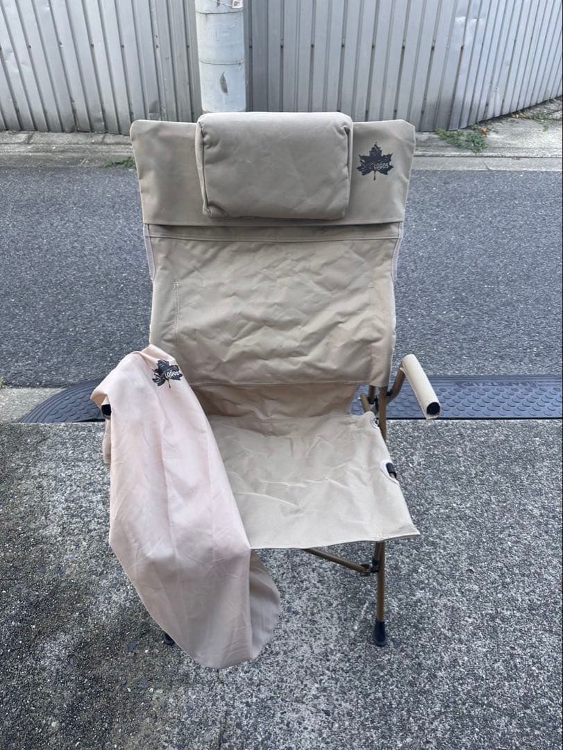 LOGOS ベージュ折りたたみアウトドアチェア